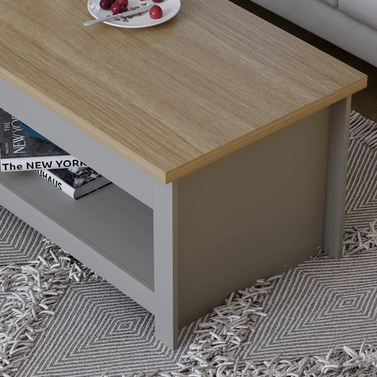 Sled Coffee Table With Storage. Two-Tone Living Room Table