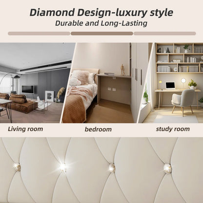 Luxurious Day Bed. Diamond Tufted Velvet Upholstery With Pull-Out Trundle Bed, USB Ports Beige/Grey