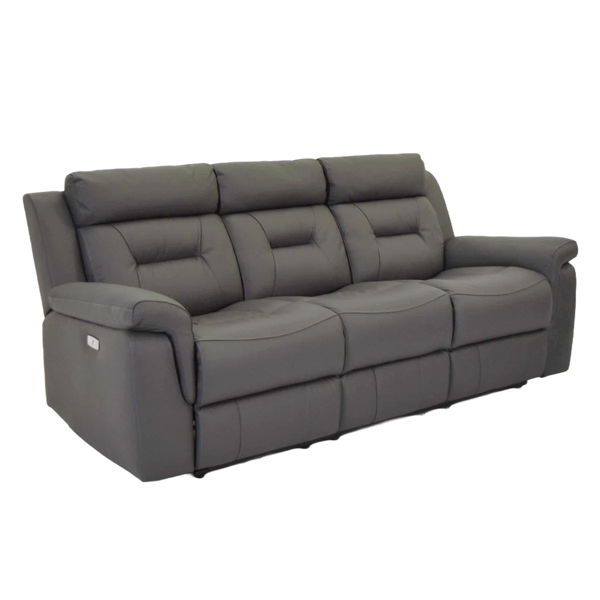 Genuine Leather Electric Recliner Sofa with USB Port – Power Adjustable Chair in Grey