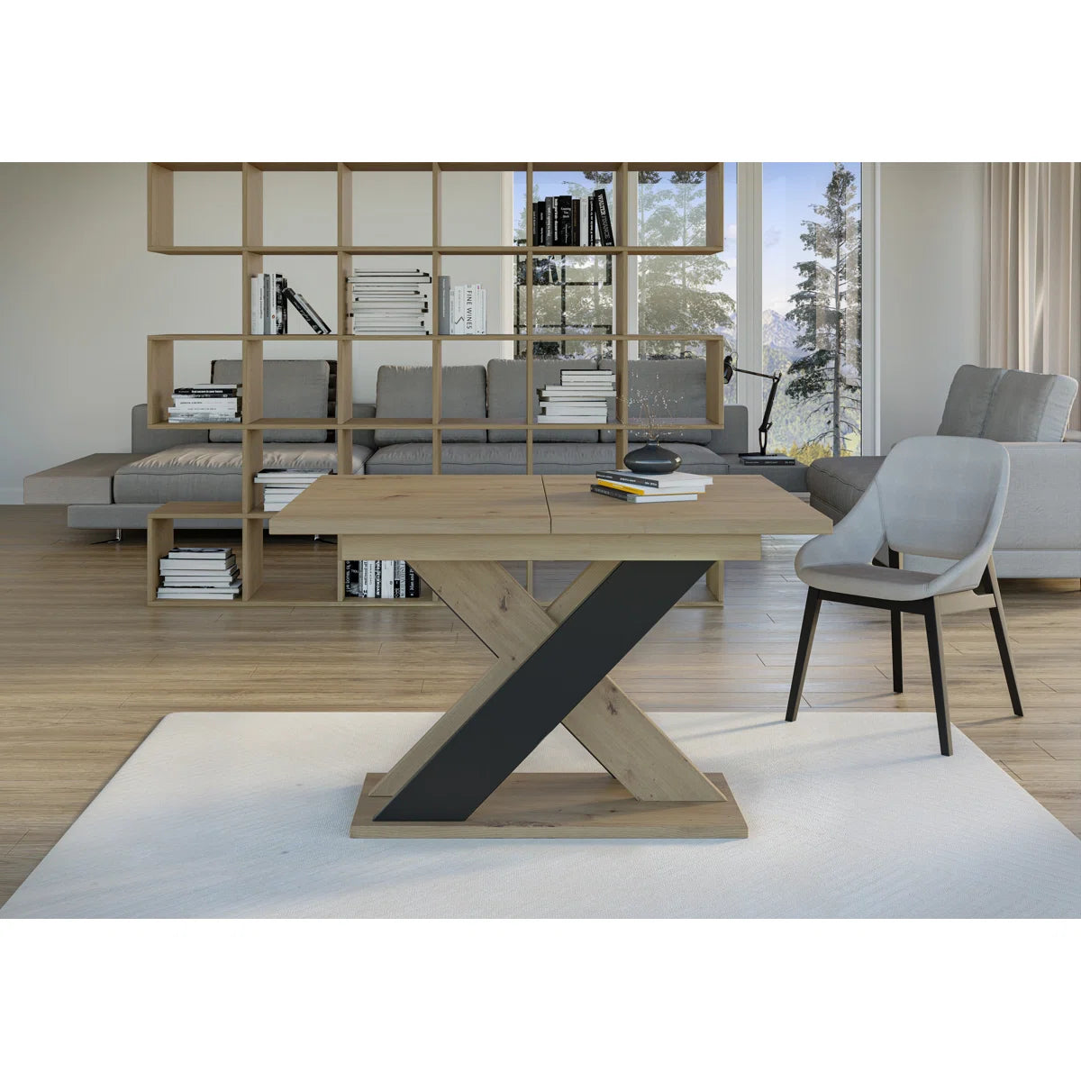 Extendable Dining Table X-Shaped Legs