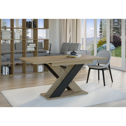 Extendable Dining Table X-Shaped Legs