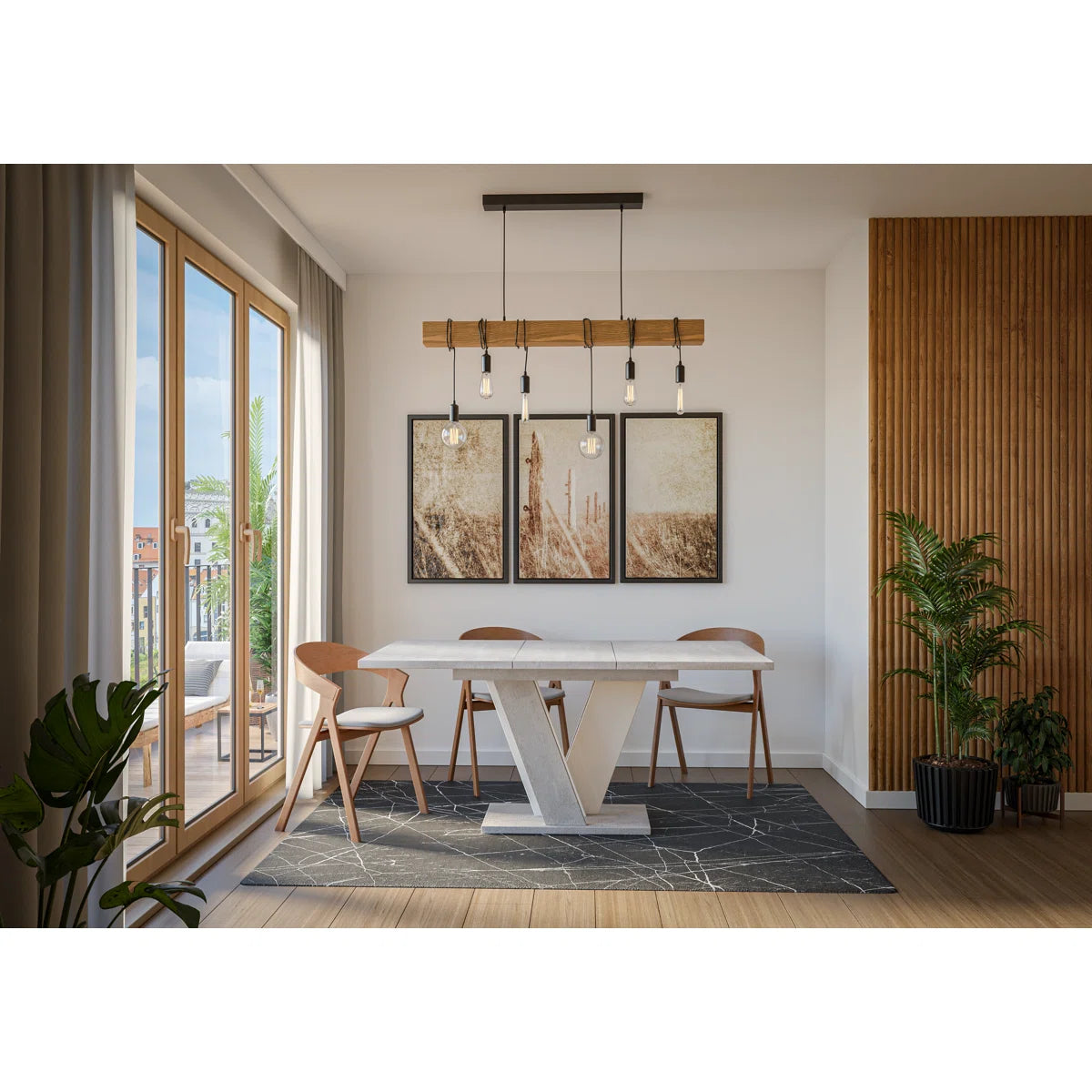 Extendable Dining Table with V Legs – Gloss Acrylic Finish, Modern Design, 6–8 Seater