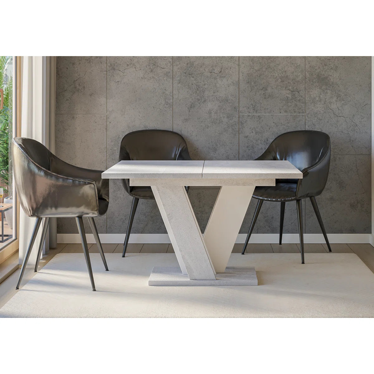 Extendable Dining Table with V Legs – Gloss Acrylic Finish, Modern Design, 6–8 Seater