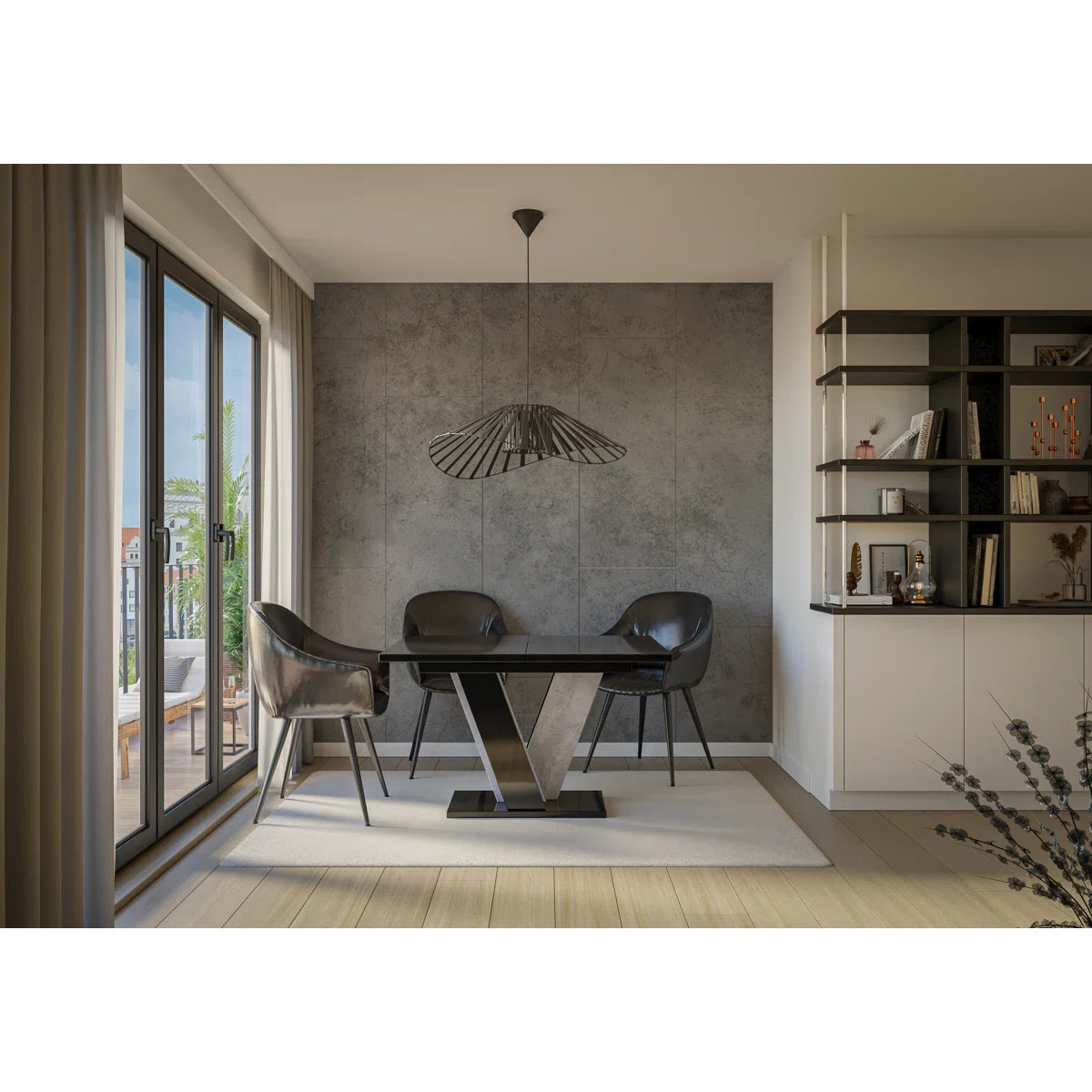 Extendable Dining Table with V Legs – Gloss Acrylic Finish, Modern Design, 6–8 Seater