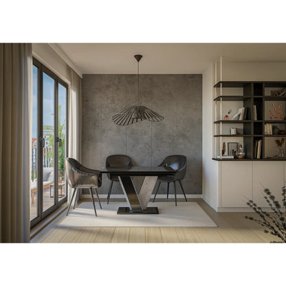 Extendable Dining Table with V Legs – Gloss Acrylic Finish, Modern Design, 6–8 Seater