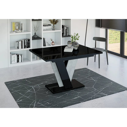 Extendable Dining Table with V Legs – Gloss Acrylic Finish, Modern Design, 6–8 Seater