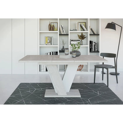 Extendable Dining Table with V Legs – Gloss Acrylic Finish, Modern Design, 6–8 Seater