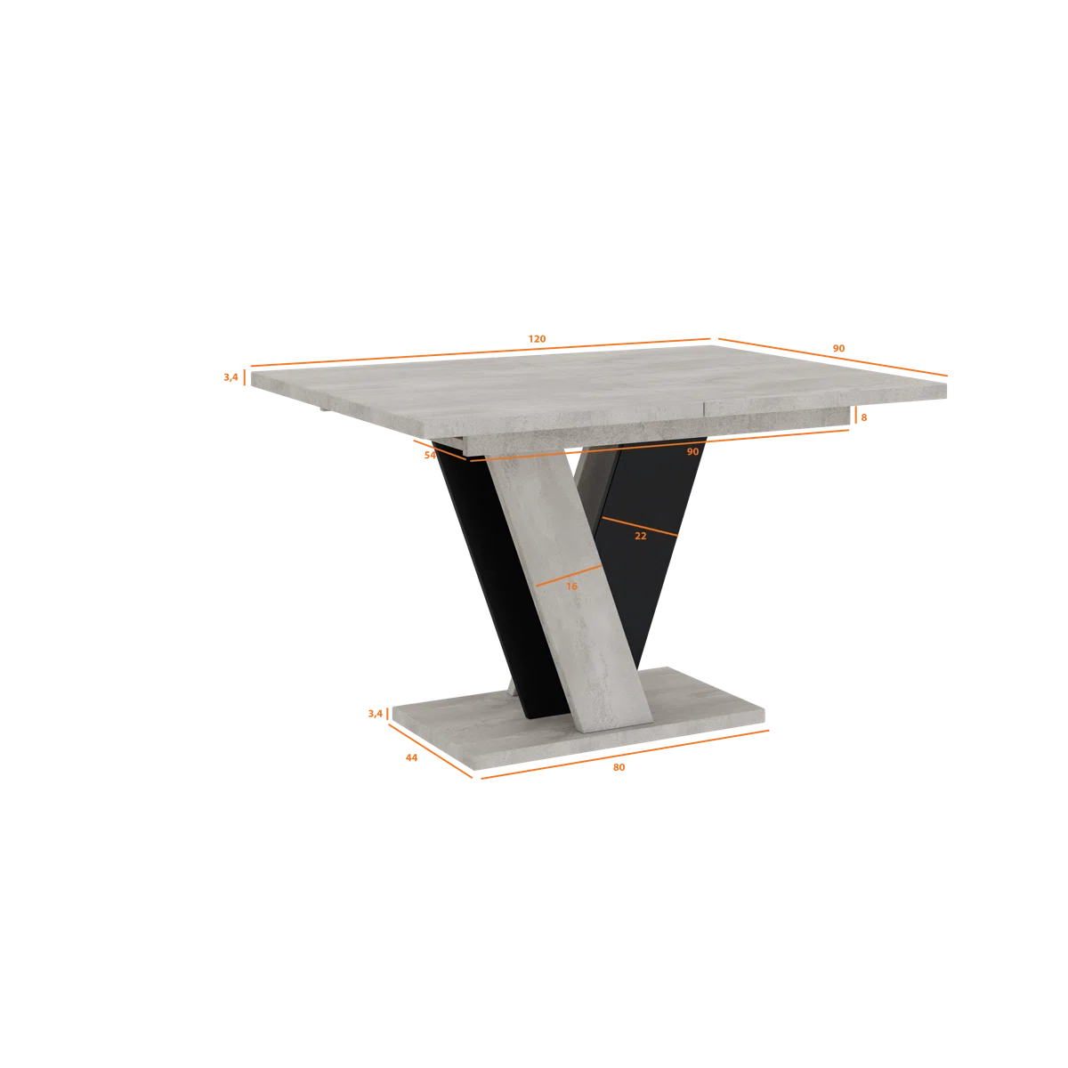 Extendable Dining Table with V Legs – Gloss Acrylic Finish, Modern Design, 6–8 Seater