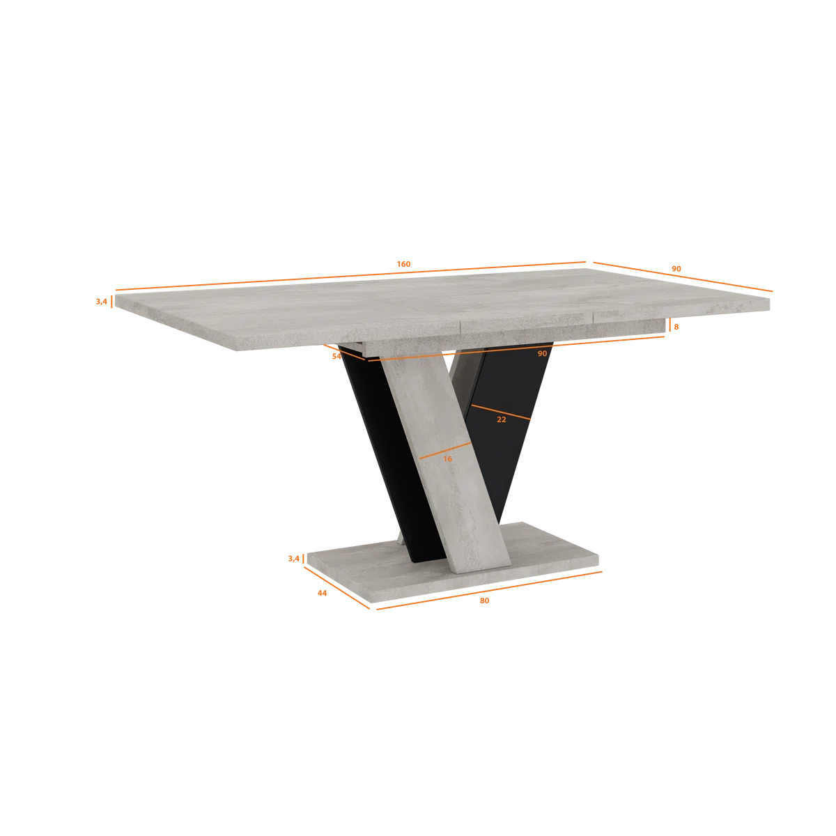 Extendable Dining Table with V Legs – Gloss Acrylic Finish, Modern Design, 6–8 Seater