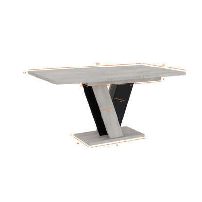 Extendable Dining Table with V Legs – Gloss Acrylic Finish, Modern Design, 6–8 Seater