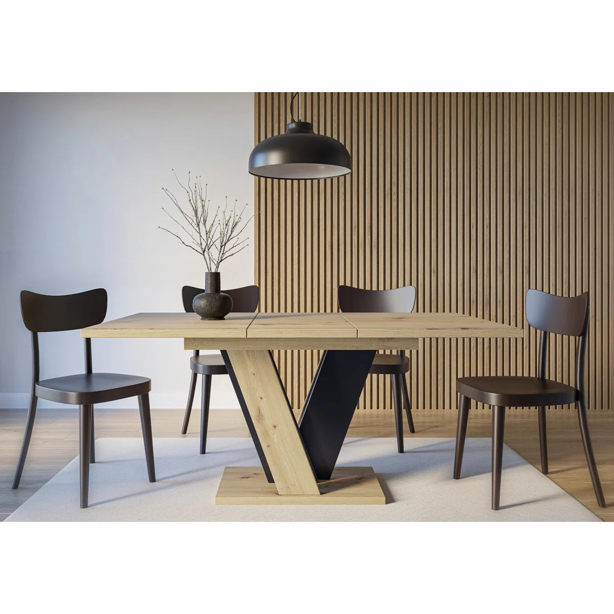 Extendable Dining Table with V Legs – Gloss Acrylic Finish, Modern Design, 6–8 Seater