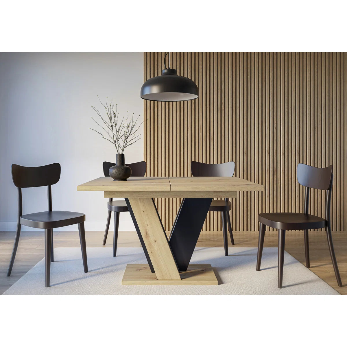 Extendable Dining Table with V Legs – Gloss Acrylic Finish, Modern Design, 6–8 Seater