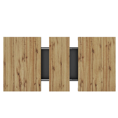 Extendable Checkered Dining Table with Hidden Storage – 110–140cm, Modern, Space-Saving Design