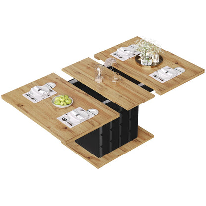 Extendable Checkered Dining Table with Hidden Storage – 110–140cm, Modern, Space-Saving Design