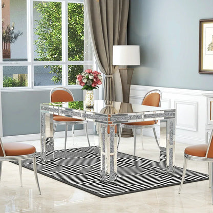 Premium Mirrored Glass Table With Crushed Diamond Trim
