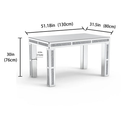 Premium Mirrored Glass Table With Crushed Diamond Trim