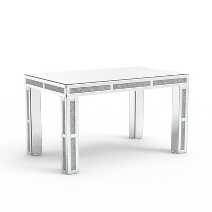 Premium Mirrored Glass Table With Crushed Diamond Trim