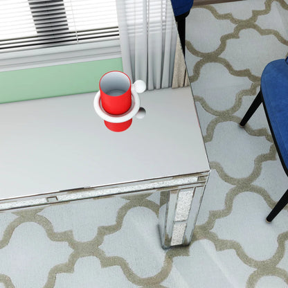 Premium Mirrored Glass Table With Crushed Diamond Trim