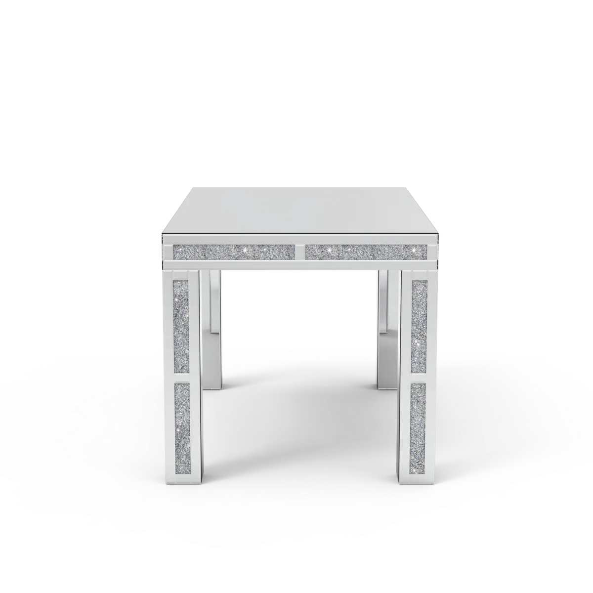Premium Mirrored Glass Table With Crushed Diamond Trim