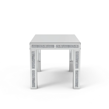 Premium Mirrored Glass Table With Crushed Diamond Trim