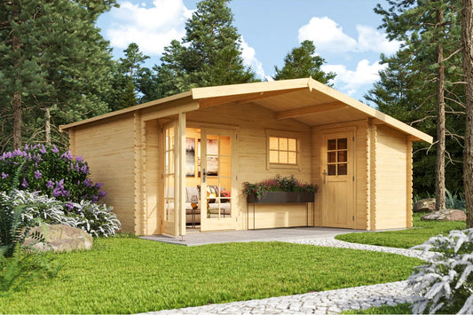 17 x 15 Ft. Apex Roof Premium Log Cabin, Luxurious Summer House With Single Glazing (34mm)