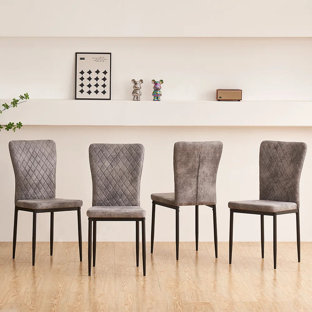 Vintage Suede Upholstered Dining Chairs (Set of 4)