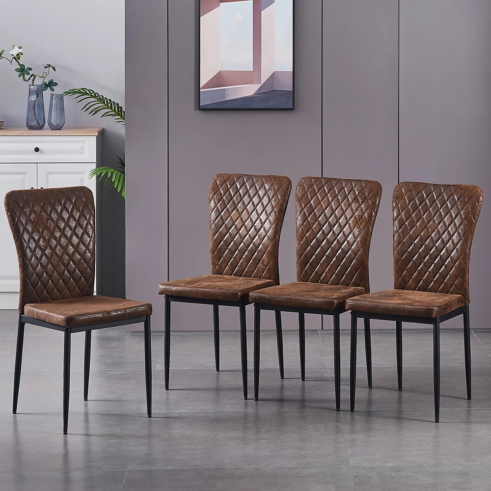 Vintage Suede Upholstered Dining Chairs (Set of 4)