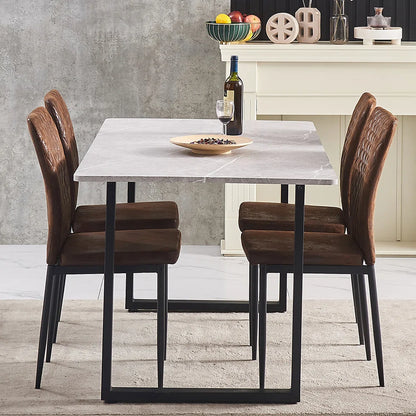 Vintage Suede Upholstered Dining Chairs (Set of 4)