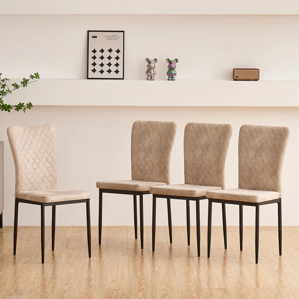 Vintage Suede Upholstered Dining Chairs (Set of 4)