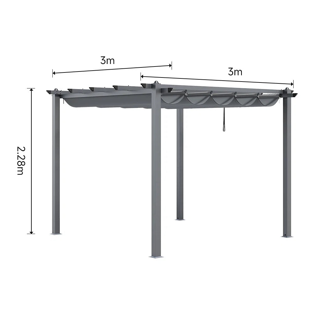 Metal Frame Outdoor Gazebo with Canopy and Lights – 3x3m Waterproof Patio Shelter for Garden, Deck & Backyard