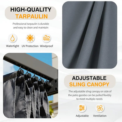 Metal Frame Outdoor Gazebo with Canopy and Lights – 3x3m Waterproof Patio Shelter for Garden, Deck & Backyard