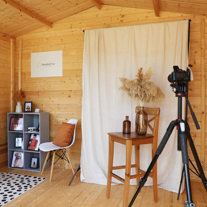 11ft x 12ft All Seasons Apex Log Cabin with Veranda & double doors (19mm)