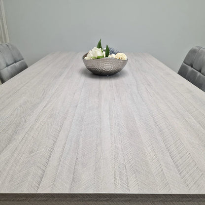 5-Piece Grey Dining Set with Tufted Chairs – Modern MDF Table & Velvet Upholstered Seating