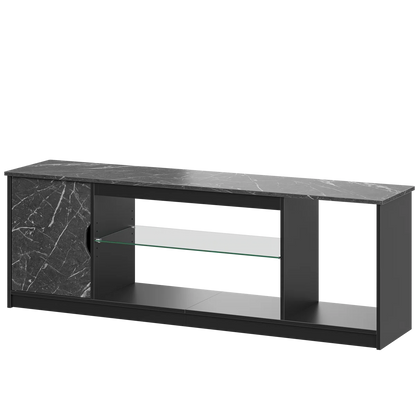 Media Console, LED TV Stand for 65 Inch TV, Gaming Entertainment Centre With Glass Shelf