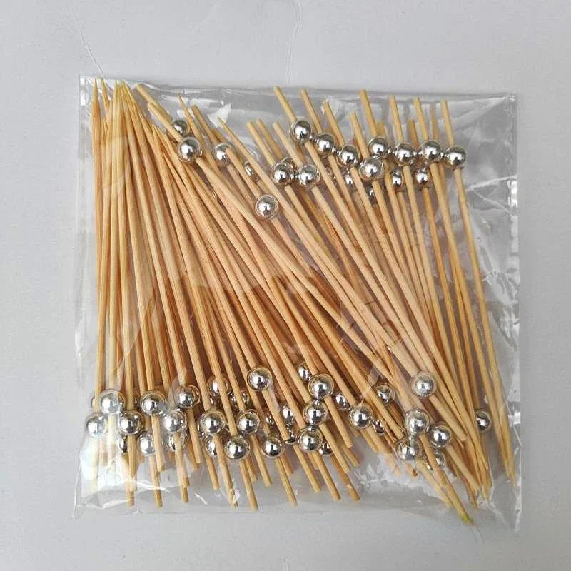 Beaded Decorative Bamboo Cocktail Skewers 12cm