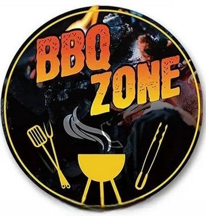 Retro Tin And Aluminium BBQ Signs. Novelty, Round, Vintage Style Signs For Garden, Shed, Man Cave, Restaurants And Cafes