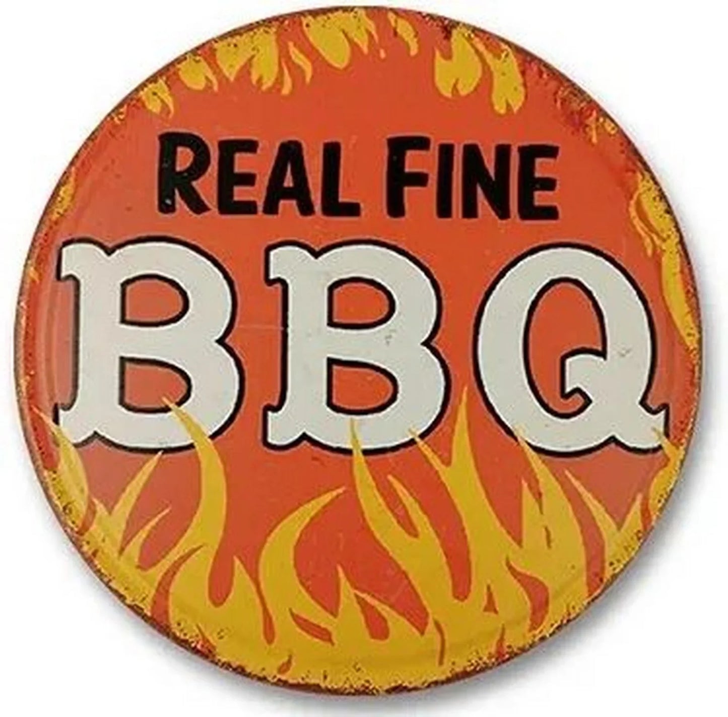 Retro Tin And Aluminium BBQ Signs. Novelty, Round, Vintage Style Signs For Garden, Shed, Man Cave, Restaurants And Cafes
