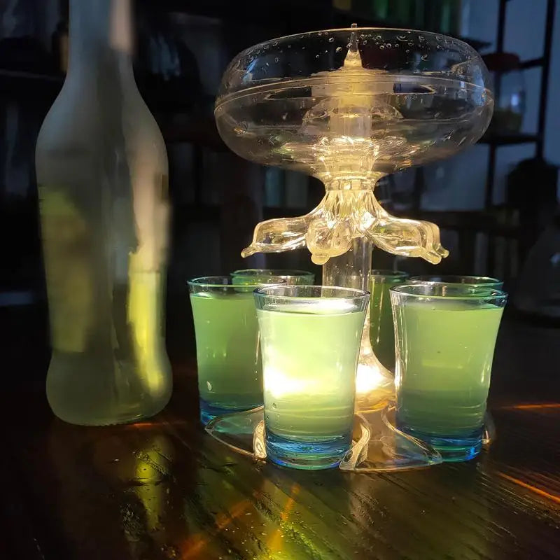 LED Party Shot Dispenser. Multi-Pour Shot Drinks With 6 Shot Glasses