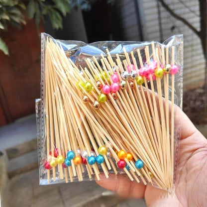 Beaded Decorative Bamboo Cocktail Skewers 12cm