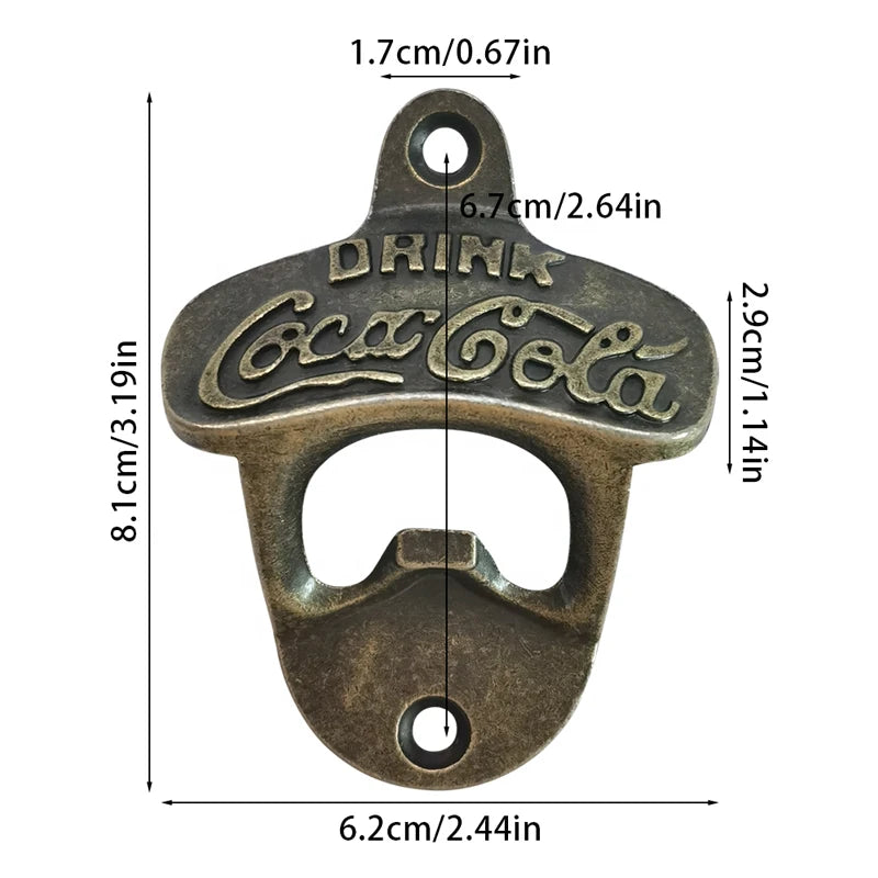 Corona Style Bottle Opener, Vintage, Wall Mounted Iron Opener For Kitchen, Garden Bar, Man Cave.