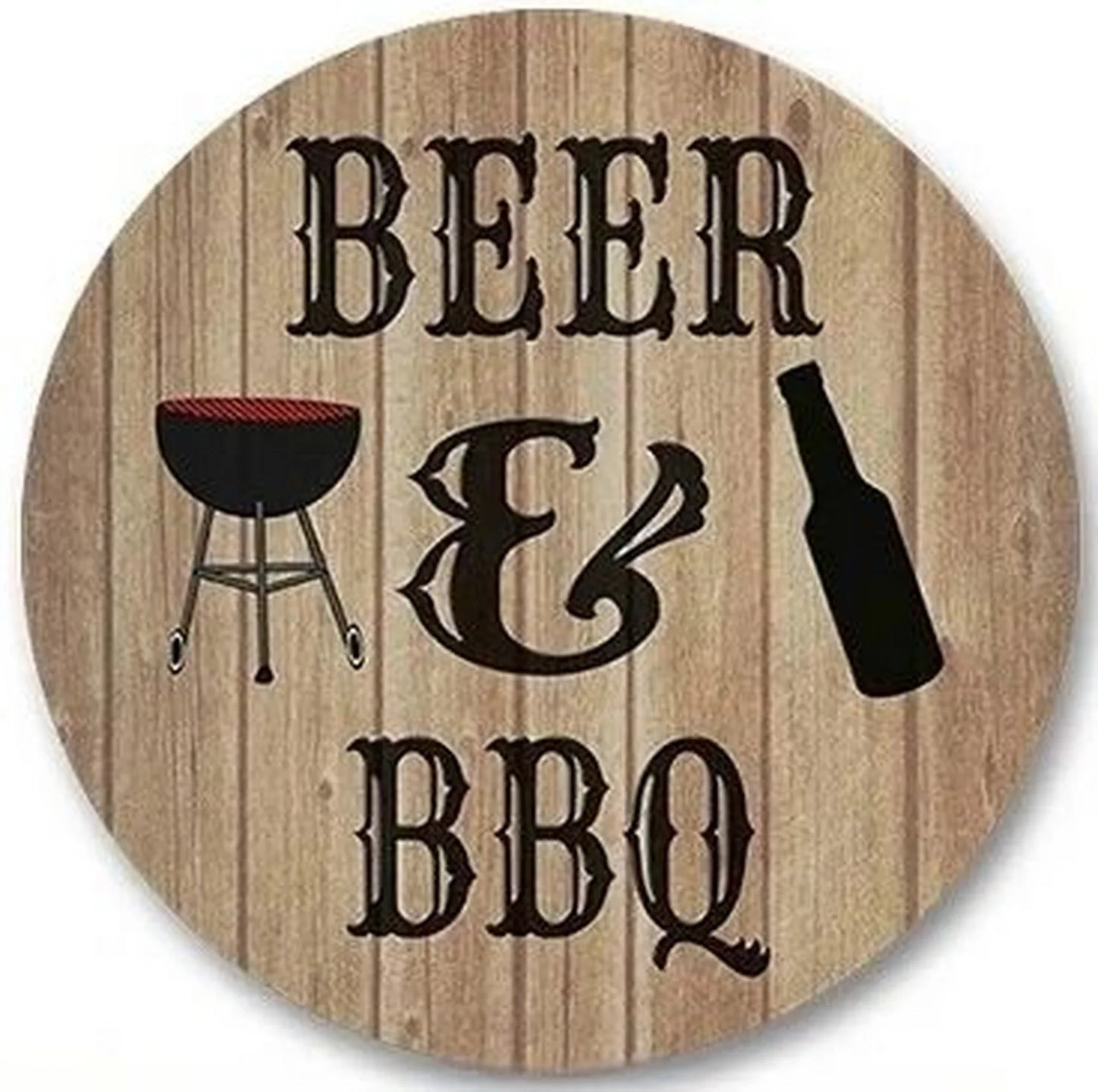 Retro Tin And Aluminium BBQ Signs. Novelty, Round, Vintage Style Signs For Garden, Shed, Man Cave, Restaurants And Cafes