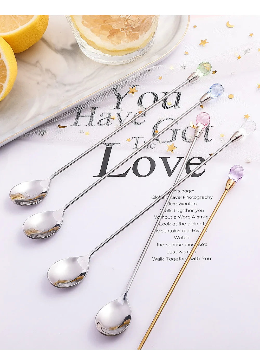 Diamond Stirring Spoons with Exquisite Crystal Design