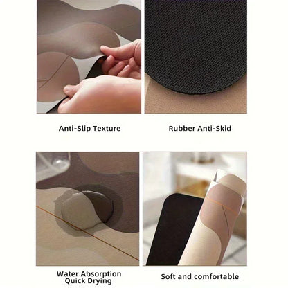 Super Absorbent Kitchen Counter Mat, Retro Anti-Slip Coffee Style Counter/Bar Protector