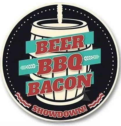Retro Tin And Aluminium BBQ Signs. Novelty, Round, Vintage Style Signs For Garden, Shed, Man Cave, Restaurants And Cafes