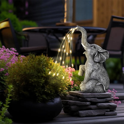 Solar Elephant Sprinkling Water String Lights for Garden
