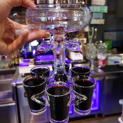 LED Party Shot Dispenser. Multi-Pour Shot Drinks With 6 Shot Glasses