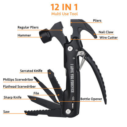 12in1 Multi-Purpose Hammer Tool, Unique Gift For Fathers Day, Christmas Or Birthday