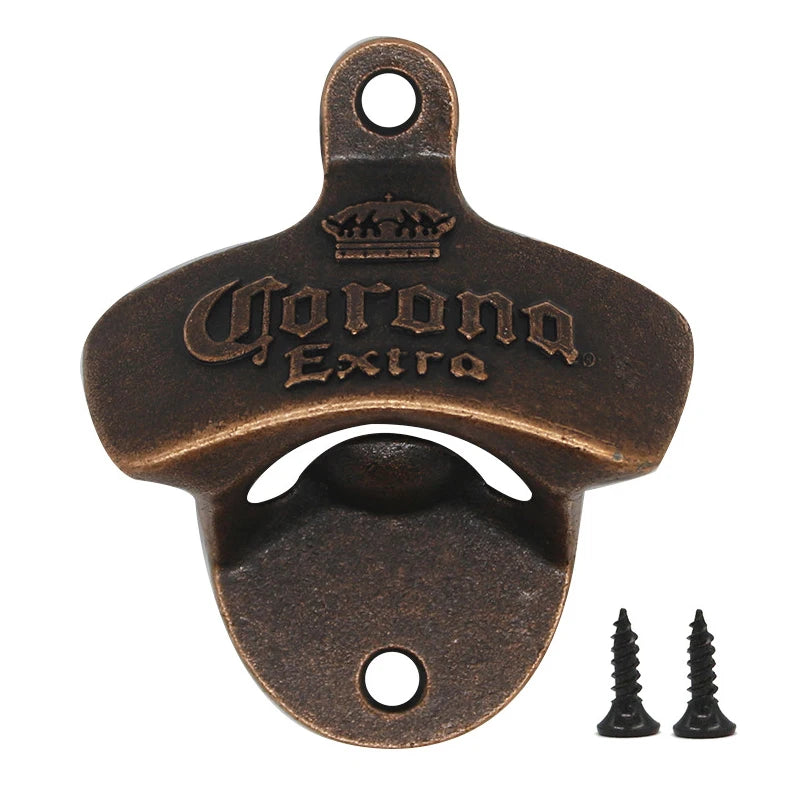 Corona Style Bottle Opener, Vintage, Wall Mounted Iron Opener For Kitchen, Garden Bar, Man Cave.