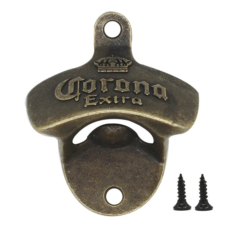 Corona Style Bottle Opener, Vintage, Wall Mounted Iron Opener For Kitchen, Garden Bar, Man Cave.