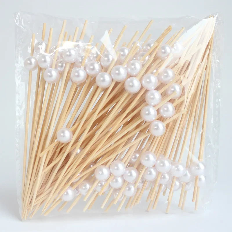 Beaded Decorative Bamboo Cocktail Skewers 12cm